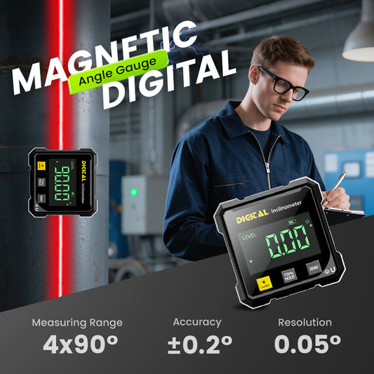 4-Side Magnetic Digital Angle Gauge with Laser
