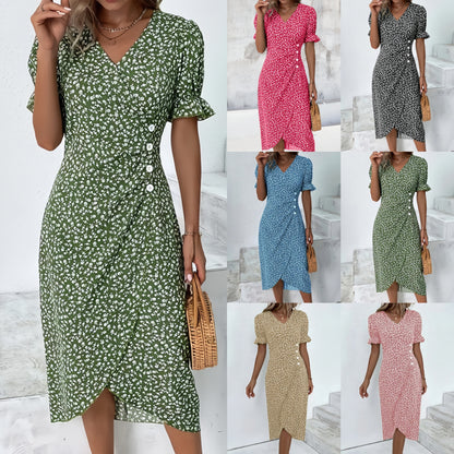 🌷Women's floral v-neck printed dress🍃