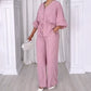 Women's Waisted Top & Loose Pants Set