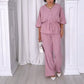 Women's Waisted Top & Loose Pants Set