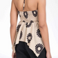 Halter V-Neck Floral Irregular Hem Top