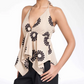 Halter V-Neck Floral Irregular Hem Top