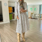 Leopard Print White Casual Dress with Pockets