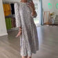 Leopard Print White Casual Dress with Pockets