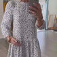 Leopard Print White Casual Dress with Pockets