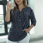 ⏳ Limited time 50% off! 💥Women's Striped V-Neck Blouse（The more you buy, the higher the discount）