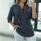 ⏳ Limited time 50% off! 💥Women's Striped V-Neck Blouse（The more you buy, the higher the discount）