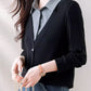 Gift Choice - Woman's Lapel Comfort Fake Two Piece Long Sleeve Top