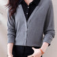 Gift Choice - Woman's Lapel Comfort Fake Two Piece Long Sleeve Top