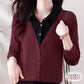 Gift Choice - Woman's Lapel Comfort Fake Two Piece Long Sleeve Top