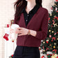Gift Choice - Woman's Lapel Comfort Fake Two Piece Long Sleeve Top