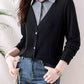 Gift Choice - Woman's Lapel Comfort Fake Two Piece Long Sleeve Top