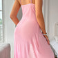 Women's Sexy Floral V-Neck High Slit Sheer Panel Dress