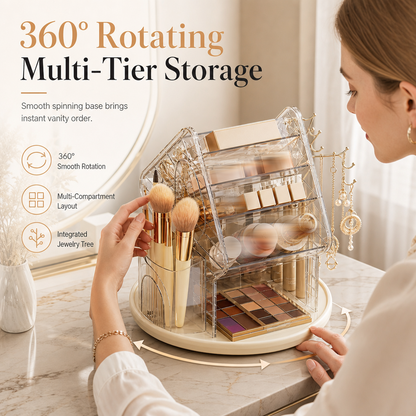 ⏳🔥LIMITED-TIME 50% OFF! ⏰💄Transparent Plastic Rotating Makeup Organizer✨
