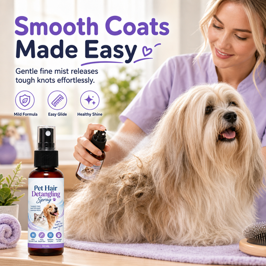 🥳2026 HOT SALE🥳💞50K+ SOLD! 🐾✨ 50% OFF! Pet Detangling & Smoothing Spray – loosens tangles, reduces brushing friction, leaves coat smooth & cared for. Easy everyday grooming! 🛡️💚
