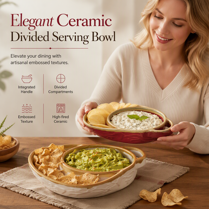 🍲🎨 Retro Ceramic Divided Baking Dish — Separate Compartments for Perfect Results ✨