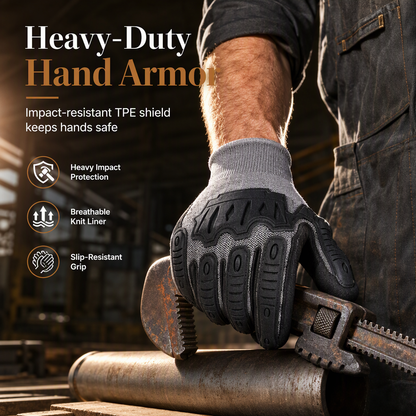 🛡️🧤 Thickened Impact Resistant Work Gloves | Heavy Duty Safety Gloves, Shock & Wear Protection for Mechanics & Construction