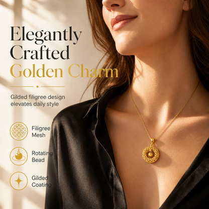 🌸50% OFF NOW! Chic Dreamcatcher Filigree Necklace for Women – Gilded Hollow Pendant Necklace with Rotating Bead, Elegant Daily Wear Jewelry Gift for Ladies
