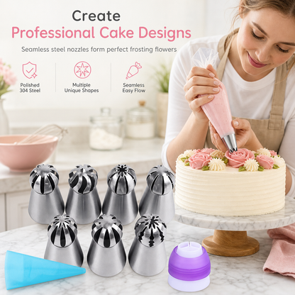 🎂🧁 Multi-Shape Cake Decorating Piping Tips Set — Endless Designs & Easy to Use ✨