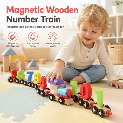 ♟️Montessori Magnetic Wooden Number Train, Early Learning Counting Toy, Perfect Gift for Toddlers Boys Girls🚂