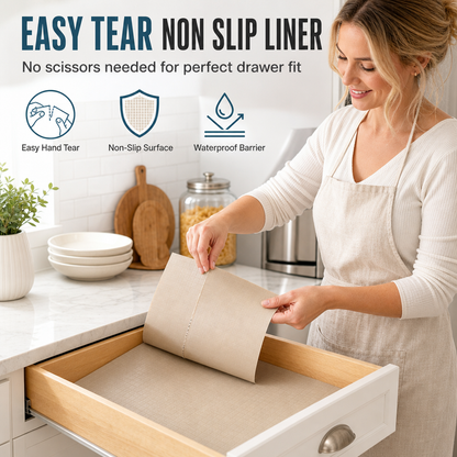 🎉 50% OFF Limited Time! 🧺 Easy-Tear Non-Slip Drawer Liner – No Measuring Needed ✨