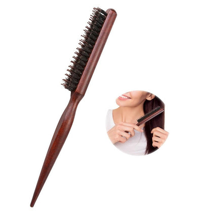 📢📢 50% OFF💁 Bristle Styling Brush – Wooden Rat-Tail Handle for Precise Parting, Smoothing & Root Volume